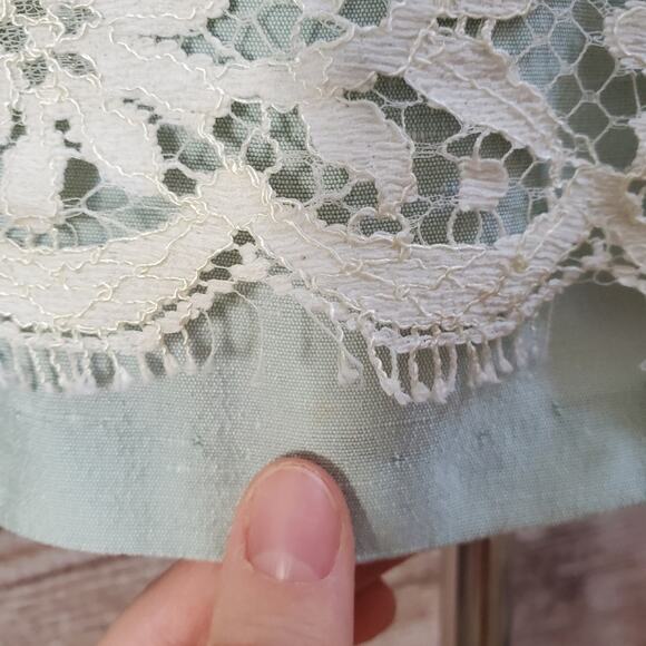 Vintage 80s Lace Dress Mint Green White XS - Picture 5 of 7